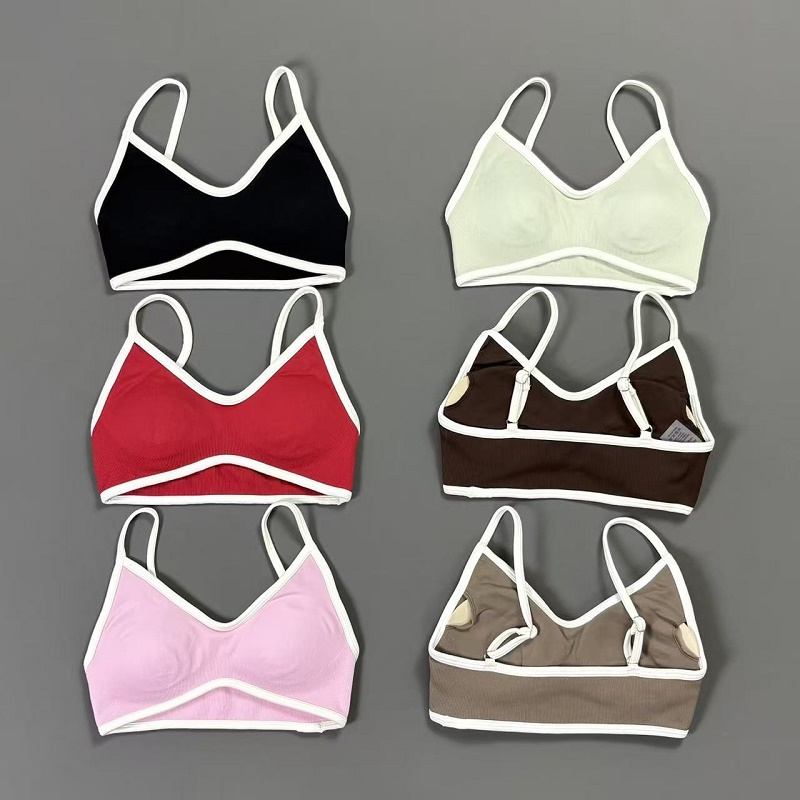 Yoga Strap Cotton - Dames Contrastline Yoga BH V-hals Witte