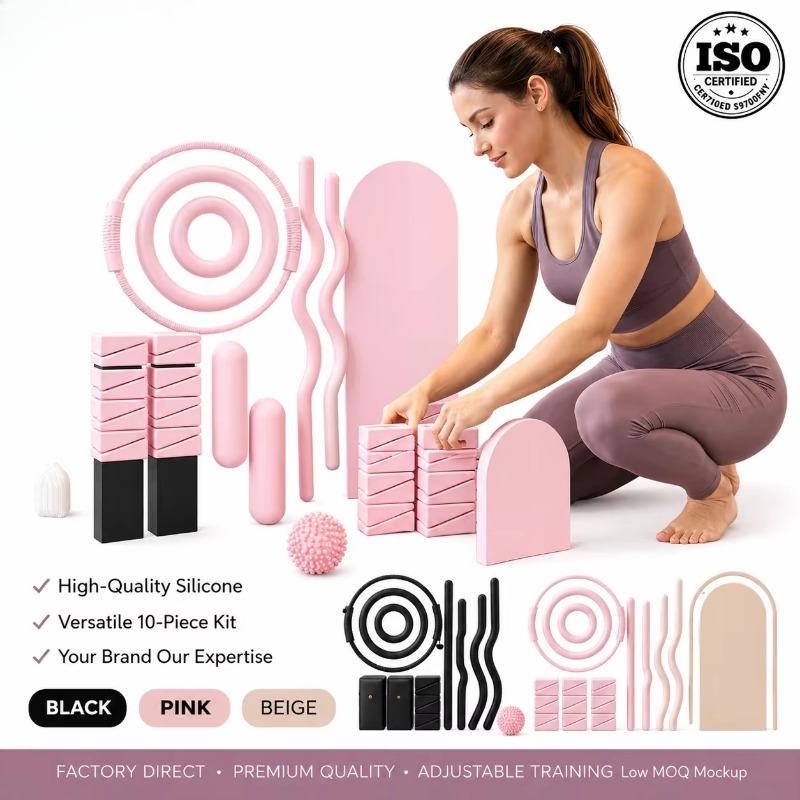 Pilates And Yoga Combined - gewichtstang, siliconen dumbbell yogamat, fitnessset voor