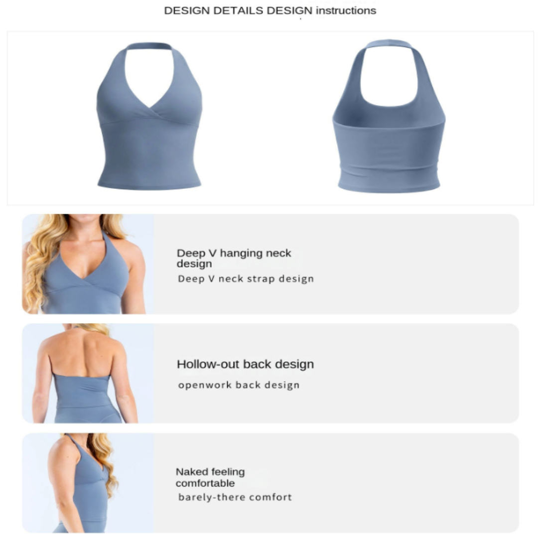 DLG0 bh Halter V-hals Yoga Tan - Pilates V Yoga recensie en prijs